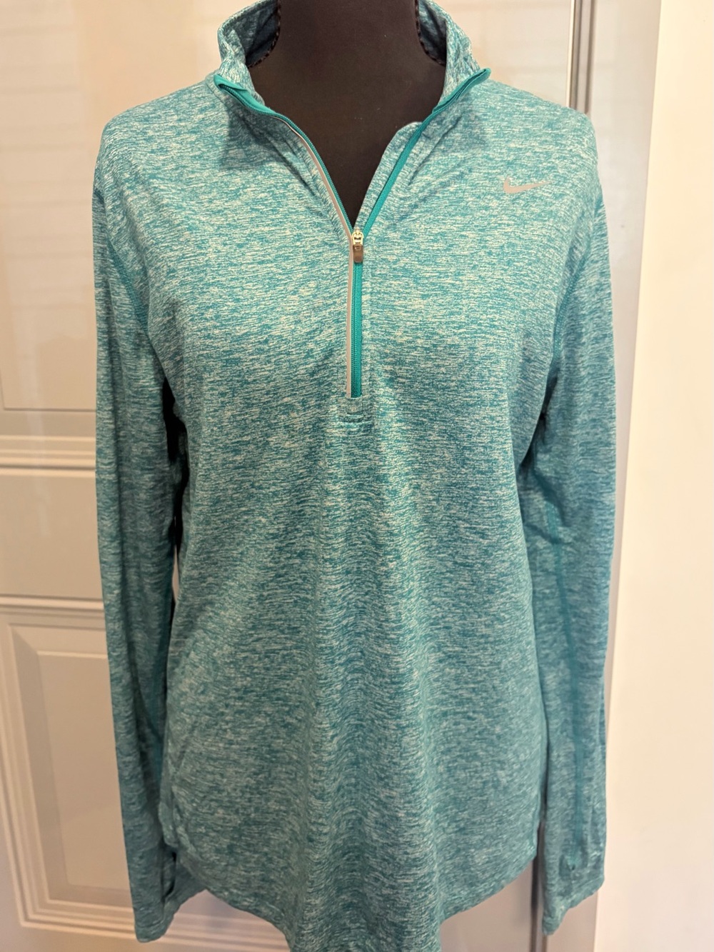Nike Women's Teal Heather Quarter-Zip Pullover Top
